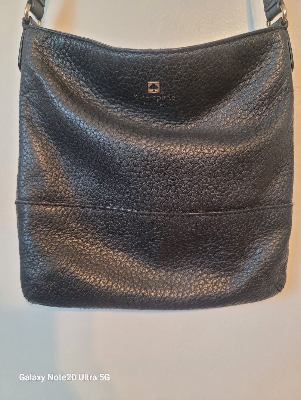 Kate Spade Black Pebbled Leather Hobo Bag with Gold Logo